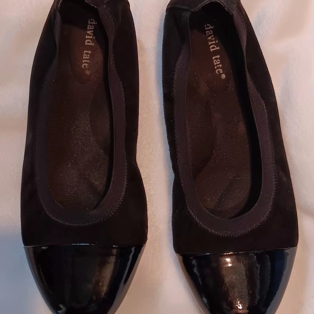 David Tate Nicole Black Cap-Toe Ballet Flats 9.5 WW